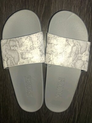 Vs pink Single Strap Logo slides new size Medium 7/8 Grey Python Logo