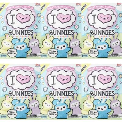 Topps I Heart Bunnies Sweet Spring Cute Fuzzy Figures - Lot of 6 Blind Bags