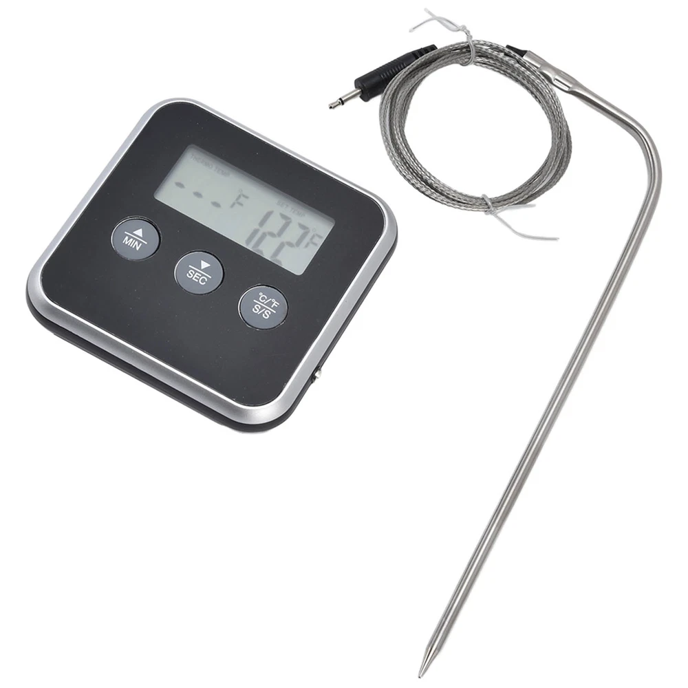 (Black)Meat Thermometer Smart 3 Buttons Digital LED Display Multifunctional O (Black)Meat Thermometer Smart 3 Buttons Digital LED Display Multifunctional O