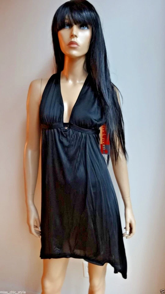 令人惊叹的 LaROK 黑色丝绸女神连衣裙全新带标签 252 美元 XS — 第 2/4 张图片