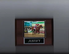 JUSTIFY PLAQUE HORSE RACING  TRIPLE CROWN WINNER MIKE E. SMITH