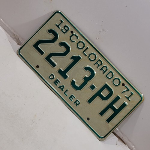 1971 Colorado Dealer Expired License Plate 2213-PH Man cave BAR