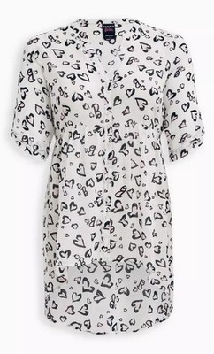 Torrid Barbie Lexie White Hearts Hi-Lo Babydoll Tunic Top Women s Plus Size 2X