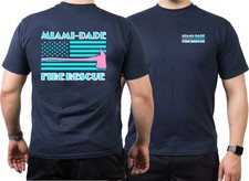 T-Shirt navy, Miami-Dade Fire Rescue, rosa/hellblau