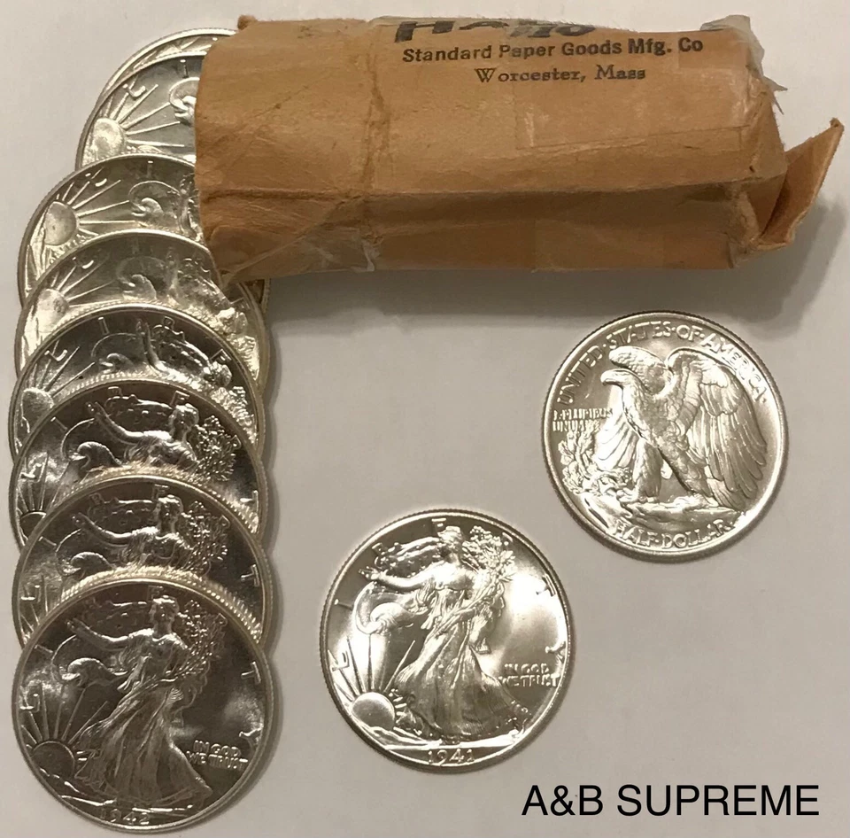 ONE (1) WALKING LIBERTY HALF DOLLAR FROM OBW ROLL CHOICE-GEM BU UNC 90% SILVER - Image 2 of 4