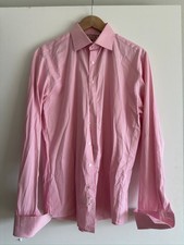 Thomas Pink slim fit dress shirt french cuffs size 16 Pink Stripes