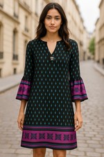 Anna Sui Silk Dress Women s 0 Boho Bell Sleeve Tunic Made in USA Luxury