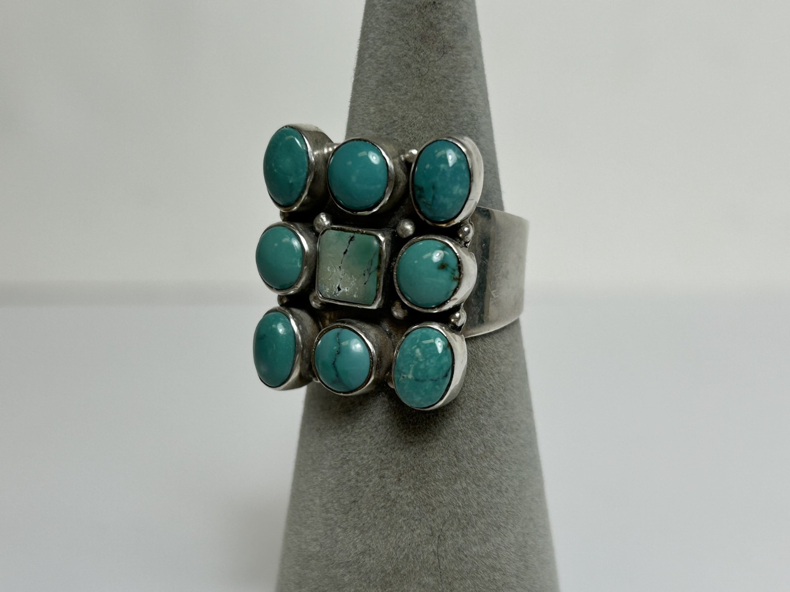 ALLURING STERLING SILVER LARGE 9 STONE TURQUOISE … - image 8