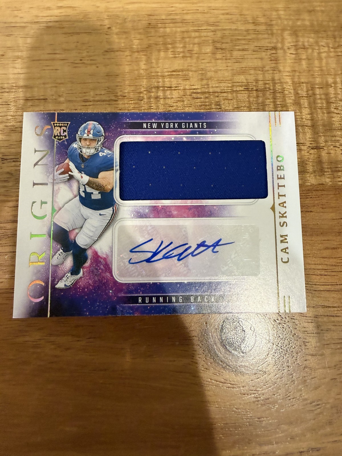 Cam Skattebo 2025 Origins Rookie Jumbo Jersey Auto RPA