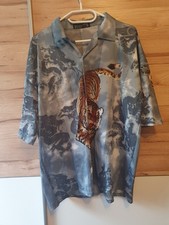 Herre Hemd Kurzarm Grau Tiger Gr. XXL