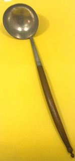 Fine Antique American Pewter & Turned Wood Ladle signed Stedman CT 1818 1825
