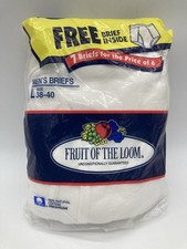 Vintage NOS 1996 Fruit of the Loom 7-Pack Men's Briefs White 38-40 Large