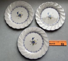 Lot Of 3 Nikko Blue Peony Salad Bread Dessert Plates 7 3/4" fluted edge