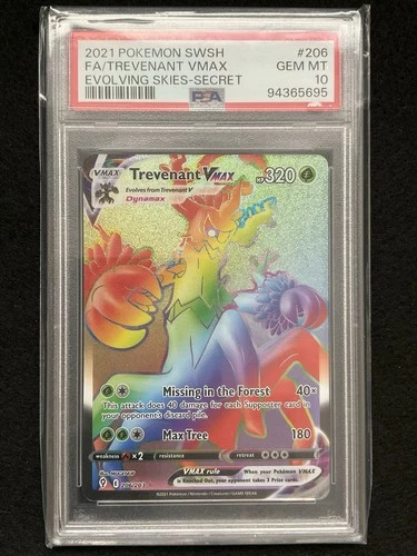 Trevenant VMAX (Secret) 206/203 SWSH07: Evolving Skies Holo PSA 10