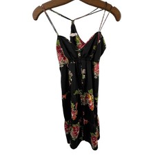 American Eagle Racerback Tiered Dress Size 2 Black Floral Spaghetti Fairygoth