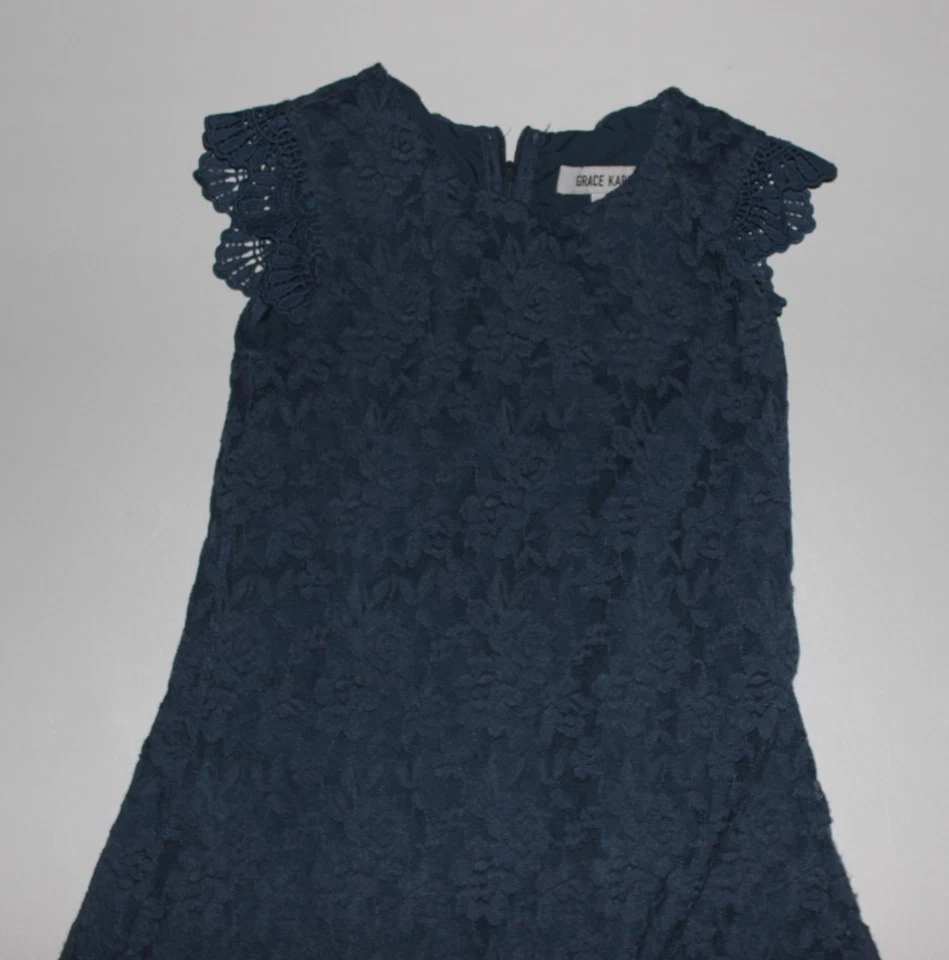 Vestido de encaje azul oscuro GRACE KARIN para niñas talla 8Y Foto 2 de 3