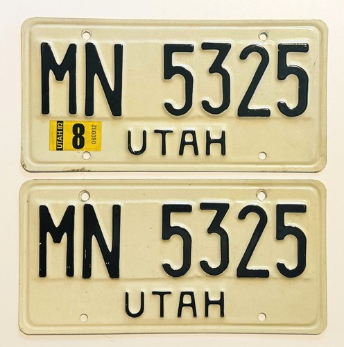1982 Utah License License Plate Pair - Nice Condition