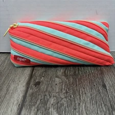 ZIPIT All Purpose Pencil Pen Twister Pouch Blue / Pink Glowy Zipper Bag NWT