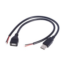 USB A to Bare Wire Power Cable, 0.75 mm2 30 cm 5V Repair Wire