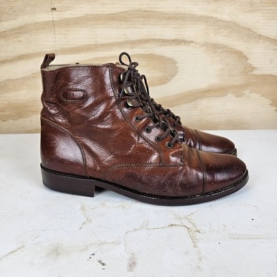 Bally Boots 6 braune Leder Schnürstiefeletten Vintage 90er viktorianischer Stil