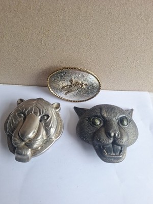 3 Vintage Gürtelschnallen Katze usw.  pb64