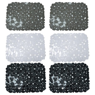 Kitchen Sink Mats Non Slip PVC Pebble Design Dish Drying Pad Set of Two