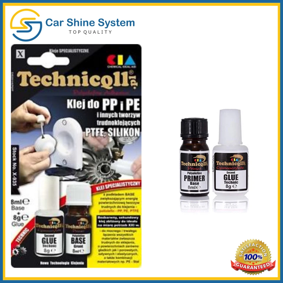 TECHNICQLL Extra Strong Glue for Plastic 8ml + 8g for Manufacturing and Repair of PP PE PTF