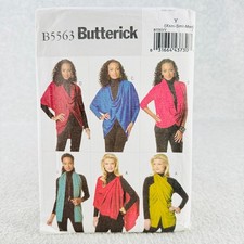 Butterick 5563 Loose Top Wrap Open Front Cowl Neck Misses Size XS M Pattern