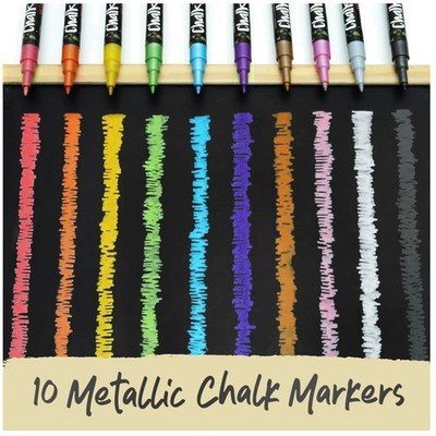 Multi-Surface Metallic Chalk Markers - 1mm Point - 10 Pack