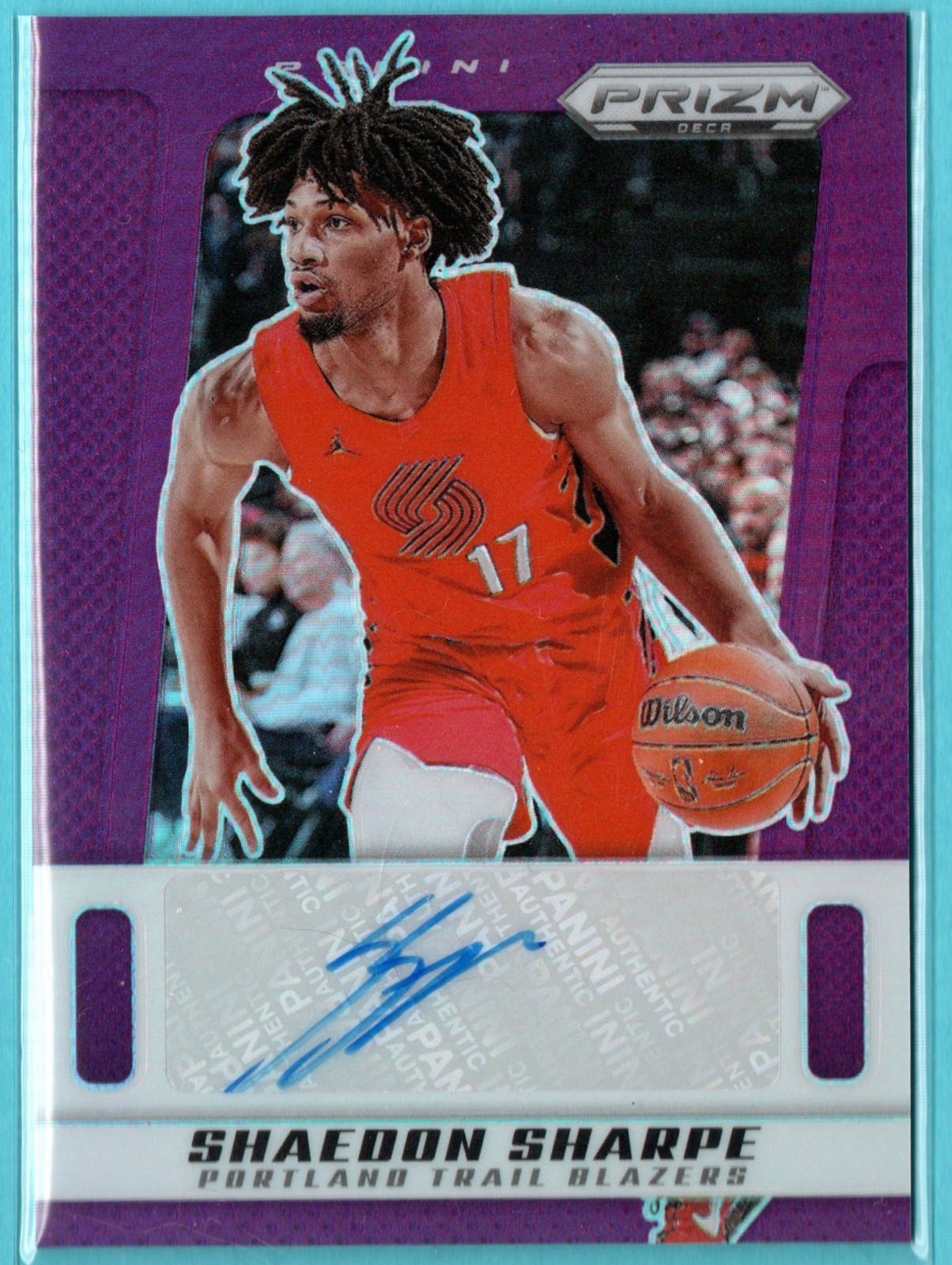 2024-25 Panini Prizm Deca - Signatures Shaedon Sharpe #PDS-SHA Purple /75 (AU)