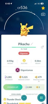 Gigantamax Pikachu Pokemon Go