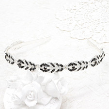 Rhinestone Crystal Wedding Headband Bridal Headpieces Simple Silver/Black