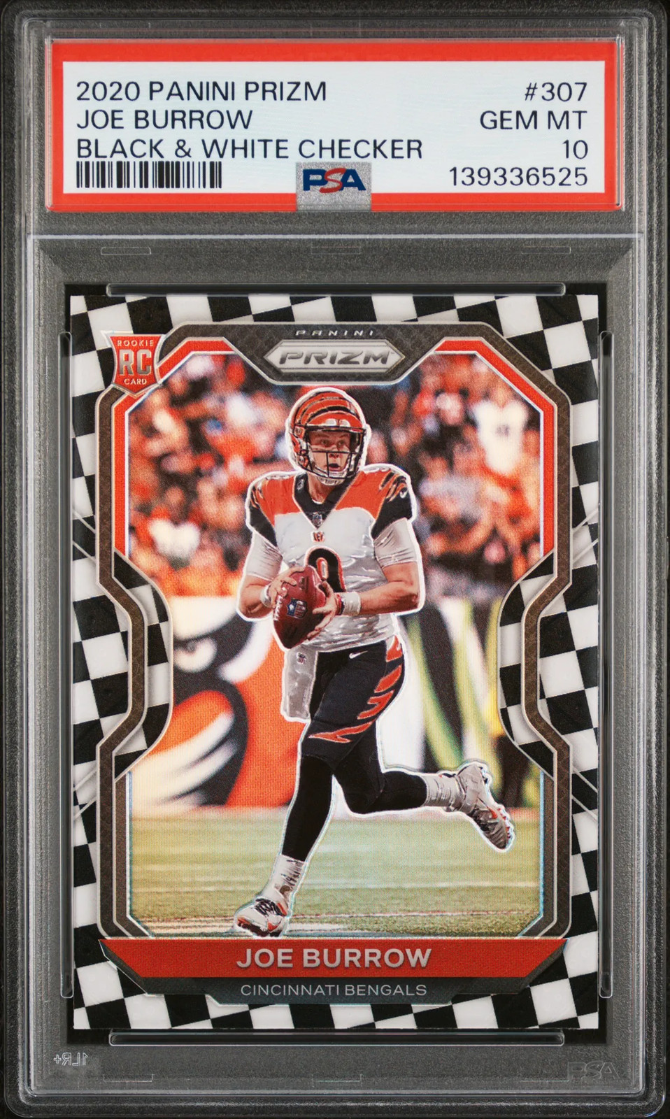 PSA 10 2020 Panini Prizm Joe Burrow Black & White Checker Rookie RC #307