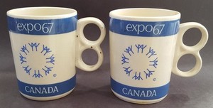 Pair Of Expo '67 Montreal Canada Vintage Coffee Mugs 1967 World Exhibition