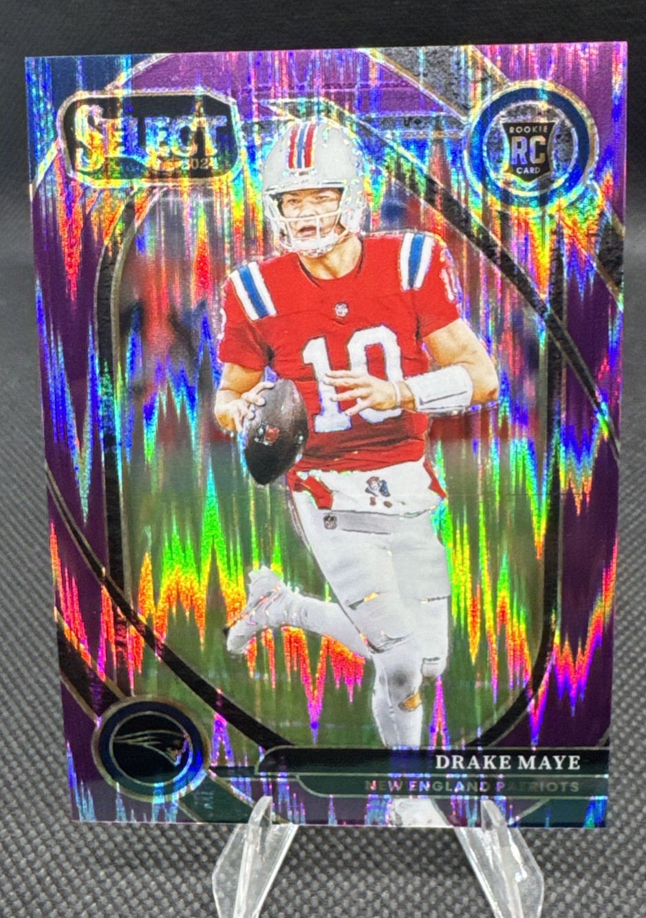 2024 Panini Select Concourse Drake Maye #27 Purple Shock Prizm /360 (RC)