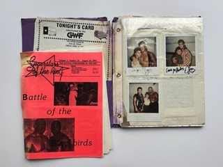 Vintage 90's Pro Wrestling Fan Scrapbook Polaroid Photos Autographs Programs GWF