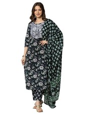Women's Cotton Straight Kurta with Pant and Dupatta