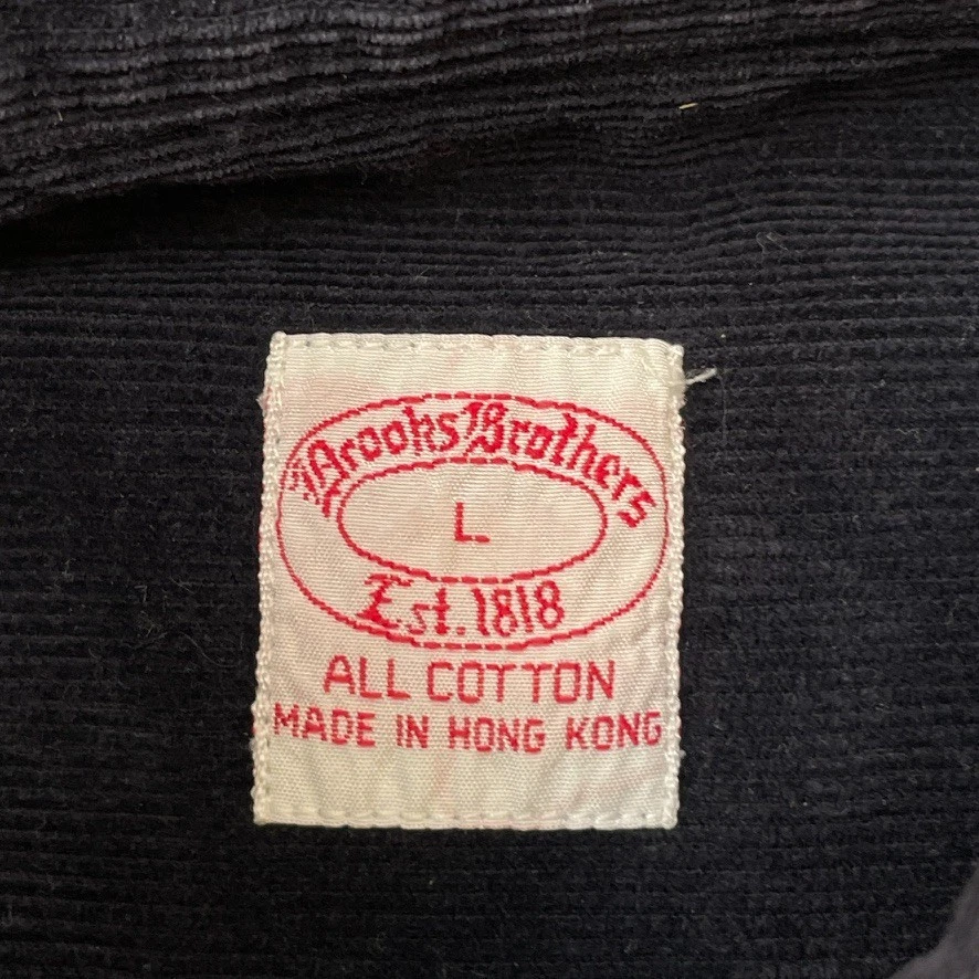 Camisa masculina de veludo Brooks Brothers 1818 L azul marinho manga longa com botões - Imagem 4 de 4