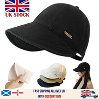 Wide Brim Womens Summer Hat Sun Protection Hats Adjustable Ponytail Packable Cap