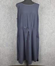 T by Talbots Womens Navy Sleeveless Dress X Drawstring Waist Pockets Stretch