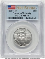 2007-W Burnished Platinum Eagle 1/2 oz FS Flag PCGS MS70 3147.20 per troy oz