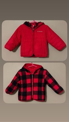 Columbia Toddlers Double Trouble Reversible Red Plaid Insulated Jacket Sz 2T