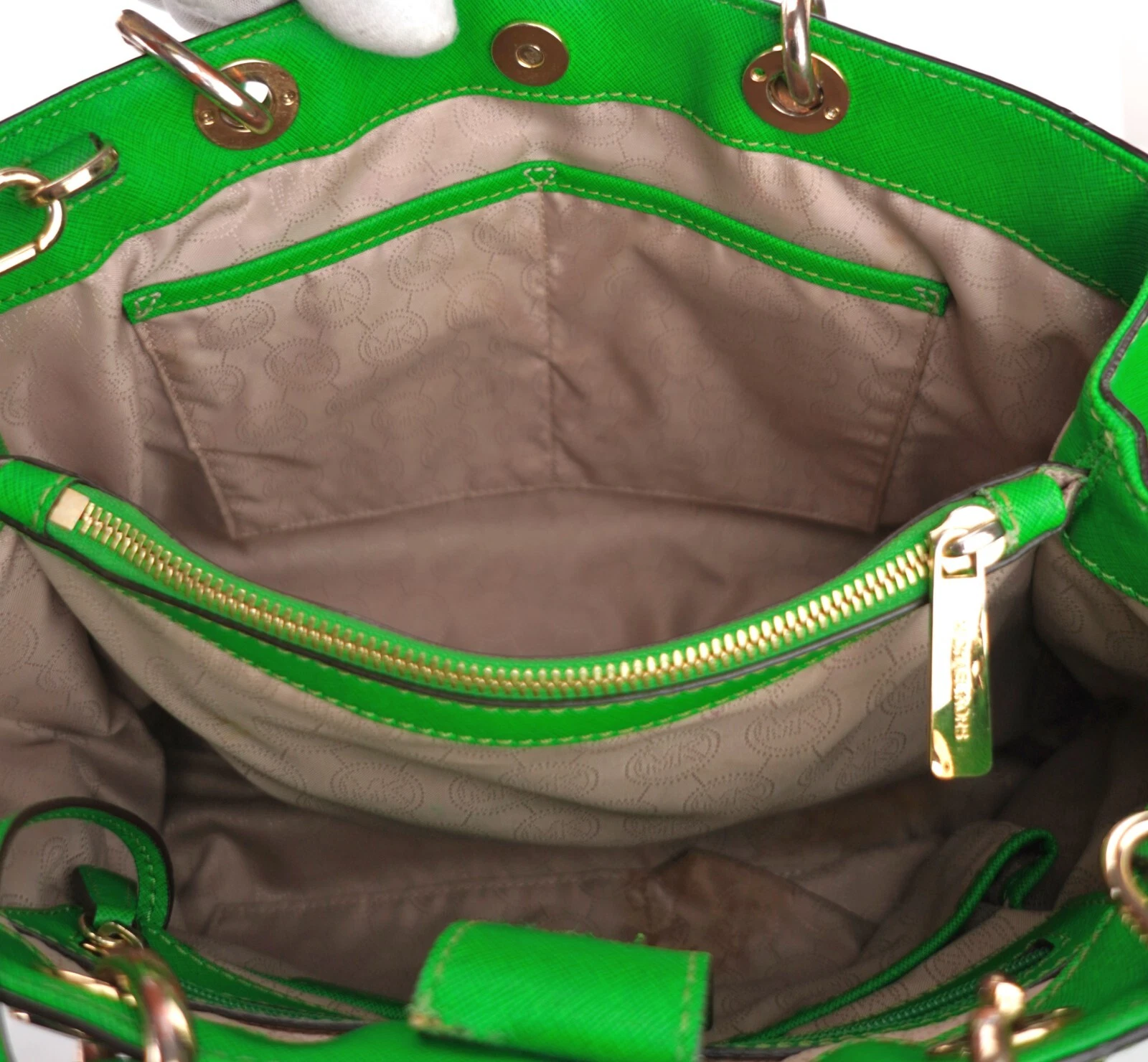 Borsa a tracolla MICHAEL KORS Cynthia verde pelle saffiano con catena + tracolla