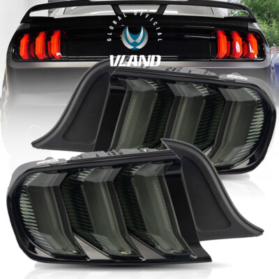 VLAND FULL SMOKED LED Tail Lights For Ford Mustang (S550) 2015-2023 W/Red Signal
