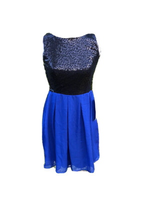 blue top black bottom dress Larah Button Dress — Smocked Midi, Navy Blue main image 0