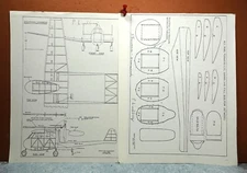 STEARMAN-HAMMOND PUSHER  BALSA FREE FLIGHT MODEL AIRPLANE PLANS 20" WINGSPAN