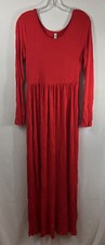 Dearcase Women’s M Long Sleeve Red Maxi Dress Rayon Spandex EUC