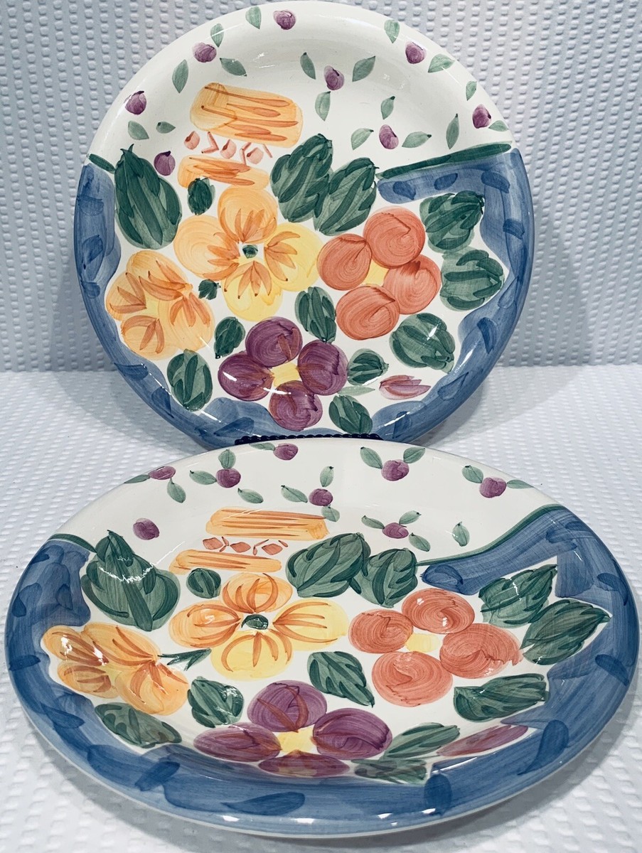 Lot Of 10 1/2” SALUTE CERAMICS FLOWERS DINNER PLATES PRISTINE