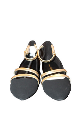 American Eagle Kids' Girls' Dove Black Gold Strap Ballet Flat Dress Shoe 2M