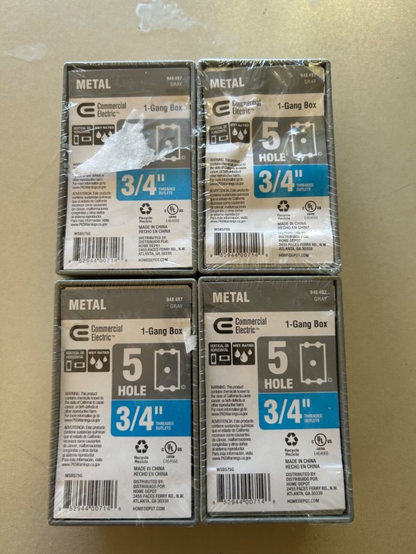 4 items-Commercial Electric 1 Gang 5 Hole Weatherproof Metal Boxes 948 497- NEW